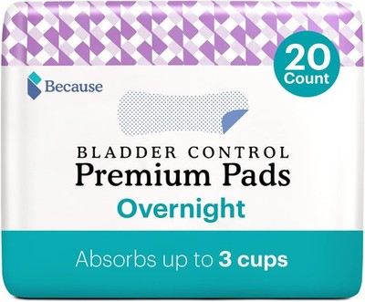 Because Incontinence Pads for Women - Extra Heavy Absorbency, 20 Count