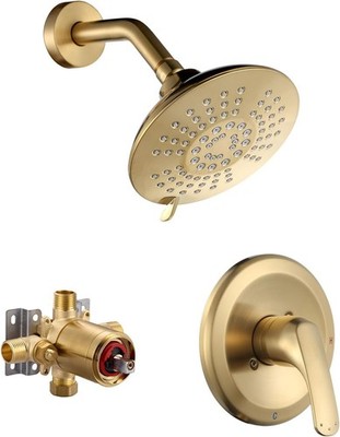 Shower Faucet with Valve, Bathroom Shower Faucet Kit, Solid Brass Shower Head