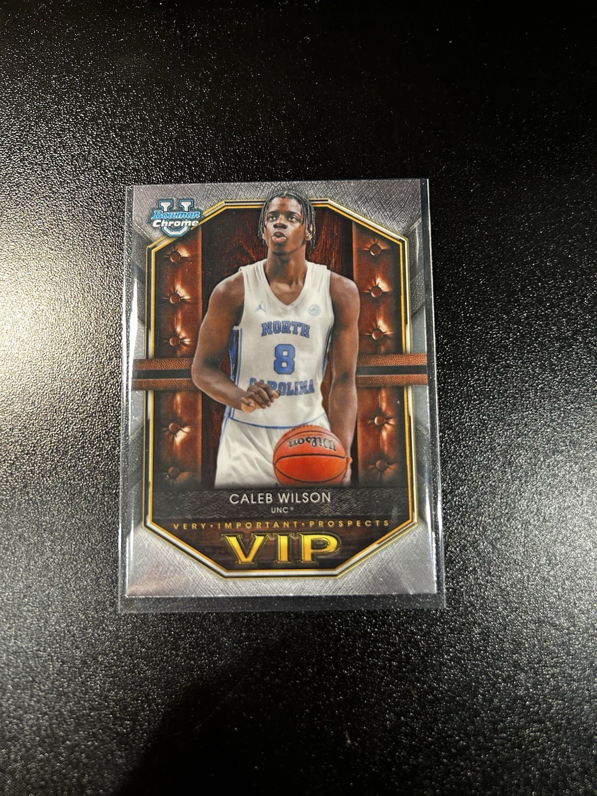 Topps 2025 Bowman Chrome Caleb Wilson North Carolina VIP-9 Basketball Card