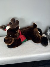 Walmart Reindeer Moose Deer Christmas Plush Stuffed Bow Scarf And Santa Hat