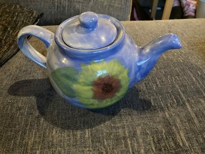 Handbemalte Keramik Sonnenblumen Teekanne - Vintage Landhaus Küchenstil