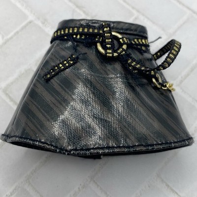Barbie Size Skirt- Black Striped Faux Leather Belted