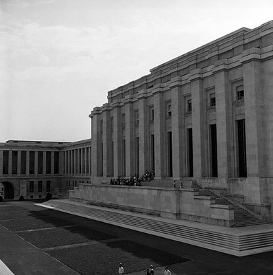 View of United Nations Office at Geneva during Summit to discuss g- Old Photo