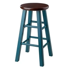 Wood Ivy model name Stool Rustic Teal/Walnut 13.4x13.4x24.2