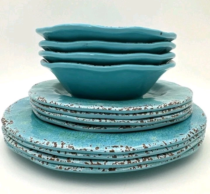 Juego de vajilla de melamina turquesa Pier 1 Imports Carmelo platos y cuencos sin BPA Foto 4 de 4