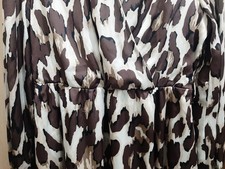 Women  s Leopard Print Midi Dress Long Sleeve Wrap Style Size L