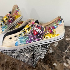 Vintage Ed Hardy Christian Audigier Tattoo Low Top Sneakers Mens Size 11 Rare