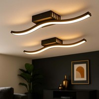 Deckenlampe Deckenleuchte Wohnzimmerlampe KüChenlampe Wellen Schwarz Led 2Er Set