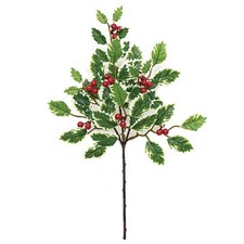 Mini Holly Leaves Berries Pick / Spray 14" High - Christmas Winter Floral
