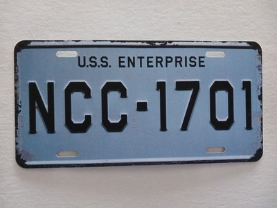 STAR TREK Blechschild 15 x 30 cm USS ENTERPRISE NCC - 1701 Autoschild