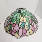 Vintage Tiffany Style 15 Inch Rose Stained Glass Lamp Shade