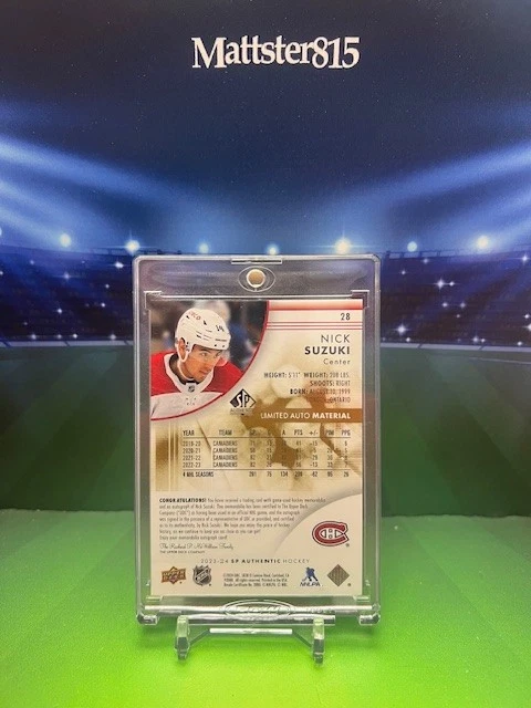 2023-24 UPPER DECK SP AUTHENTIC - NICK SUZUKI LIMITED AUTO MATERIAL PATCH 11/50 - Image 2 of 4