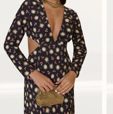 Rixo Black Zora Sun Petal Midi Dress Size 14