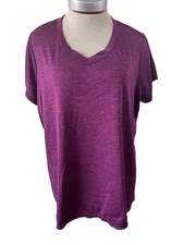 Xersion work out top size 1X short sleeves purple V neck pullover athletic