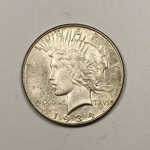 1934 Peace Dollar 1.00.Lusterous AU.
