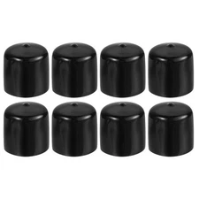 8 Pcs 1 5/8" ID Round Rubber End Caps Flexible Rubber Bolt Covers Caps Black