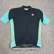 Castelli Savile Blue Entrata V Short Sleeve Zip-Up Jersey Shirt Men's Size 2XL