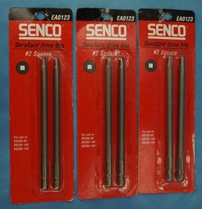 NEW THREE Senco 2pk Duraspin Square #2 x 5"L EA0123 HighCarbon Steel Driver Bits
