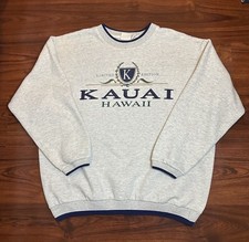 VTG 90s Kauai Hawaii Limited Edition Sweatshirt Mens Size XL Gray Navy Ringer