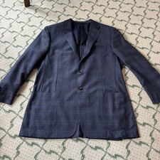 Hickey Freeman Bespoke E. Thomas Wool Cashmere Sport Coat Jacket USA Plaid 44