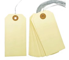Blank Shipping Tags with Wire - 120 PCS 4 3/4" X 2 3/8" Manila Hang Tags for Inv