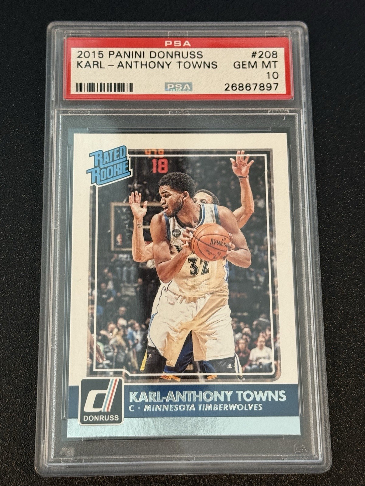 2015-16 Panini Donruss - Rated Rookie Karl-Anthony Towns #208 (RC) PSA 10