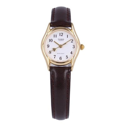 CASIO Analog Uhr Damen Quarz Gold Leder Herz Sekundenzeiger LTP-1094Q-7B5