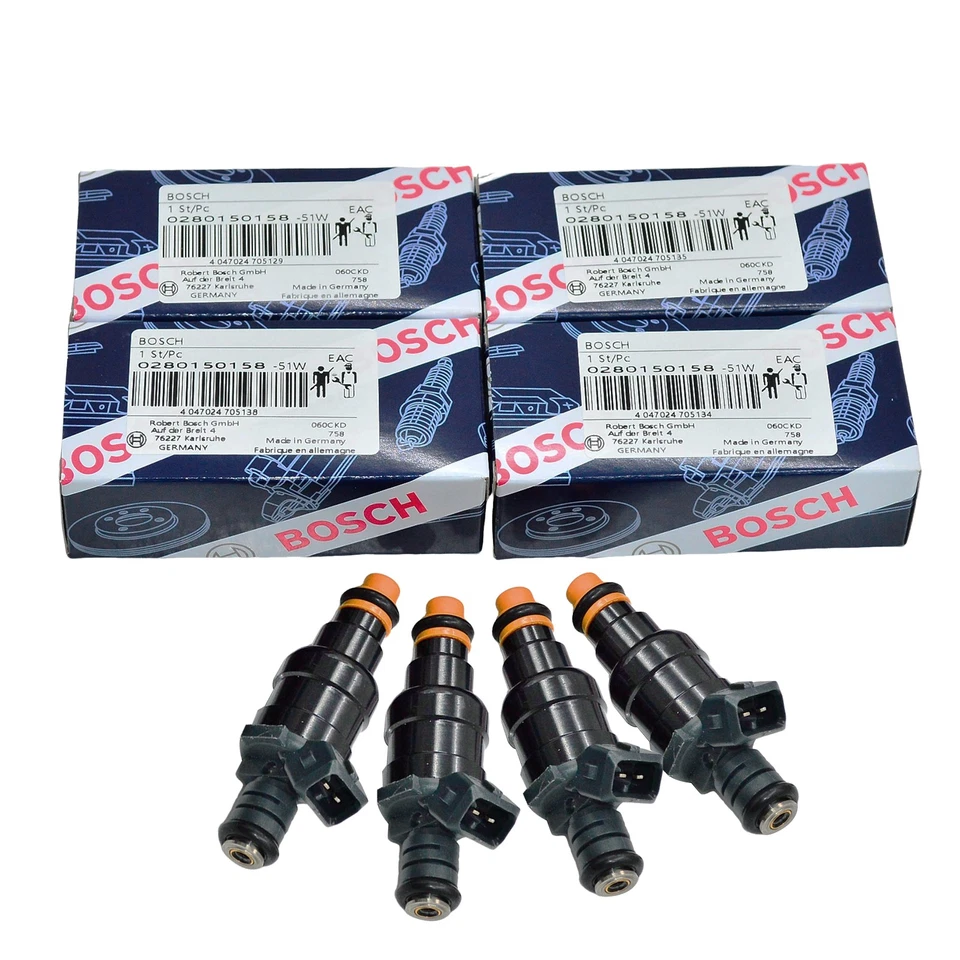 4 X FUEL INJECTORS FOR 1981-1990 PORSCHE 944 924 S 2.5L L4 FIT BOSCH 0280150158 - Image 2 of 4