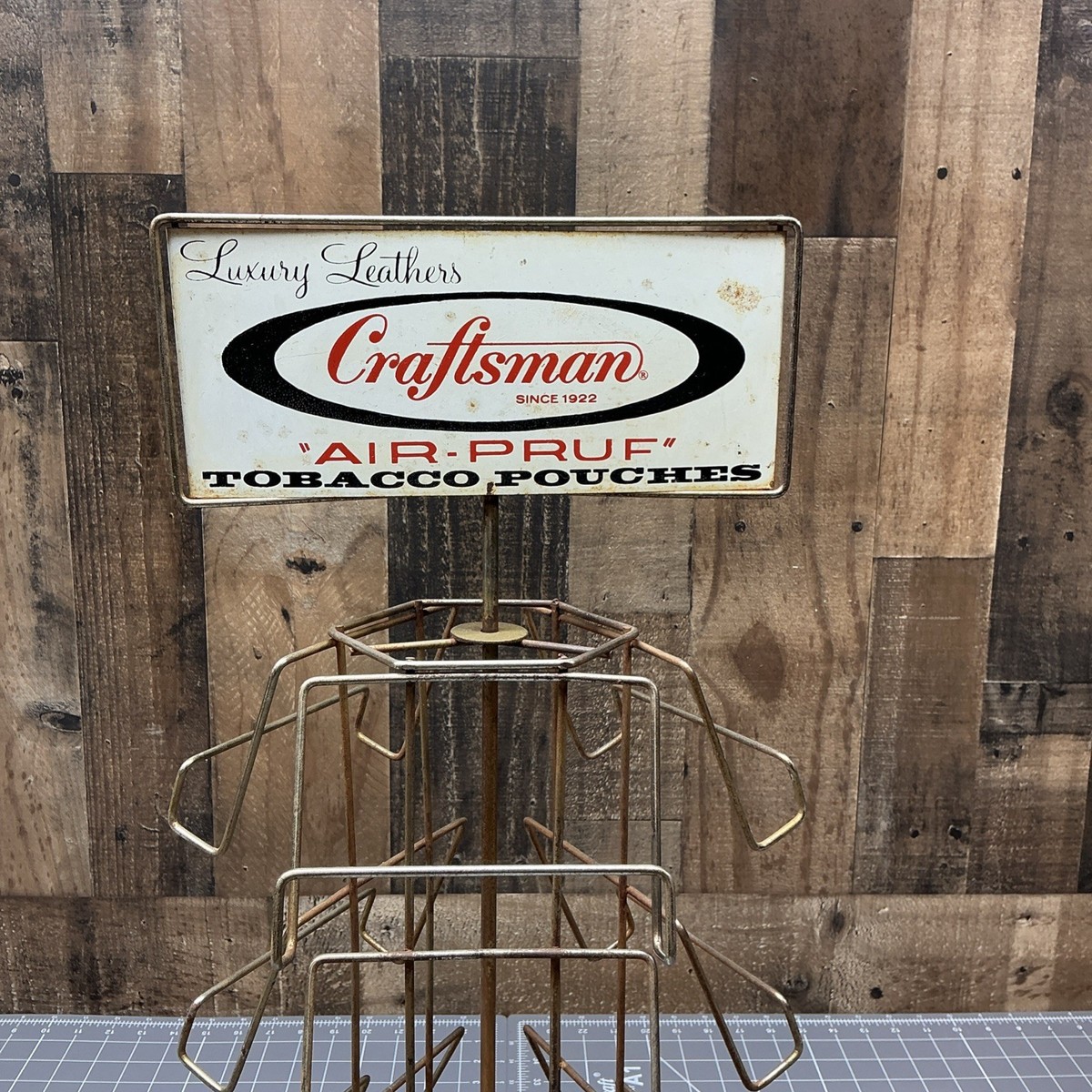 Vintage Rare advertising display Craftsman rack sign Tobacco Pouches, Great!
