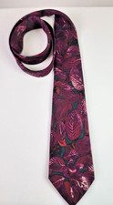 Hugo Boss Burgundy Men's Floral Leaf Print Wool Tie Elegant Business Formal Wear