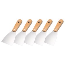 5x 3 Zoll Putty Knife/Taping Knife, Edelstahlklinge, Holzgriff, gelb (76mm)