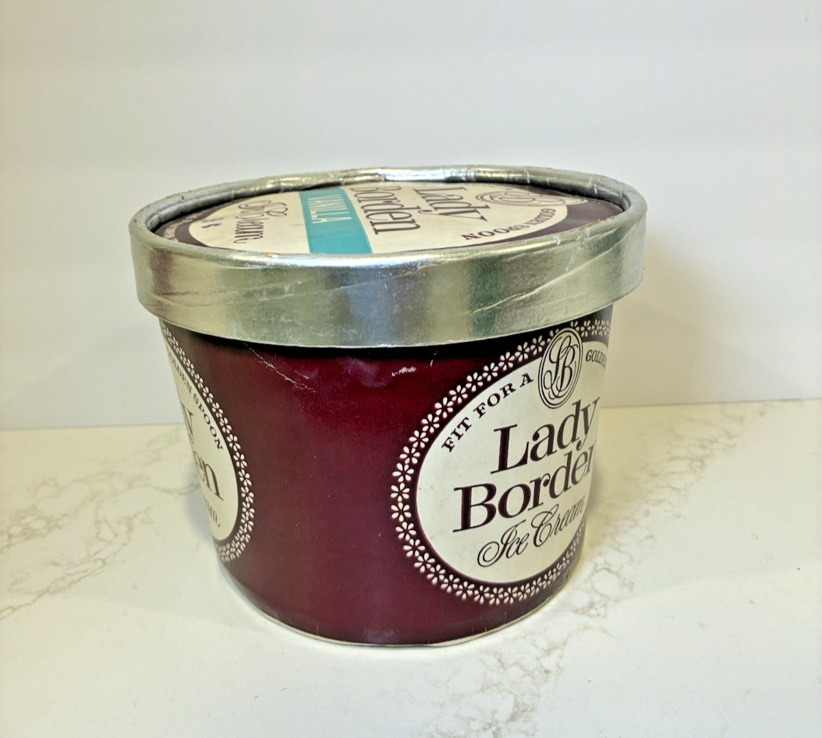 Vintage Lady Borden Ice Cream Container Vanilla Half Gallon Little