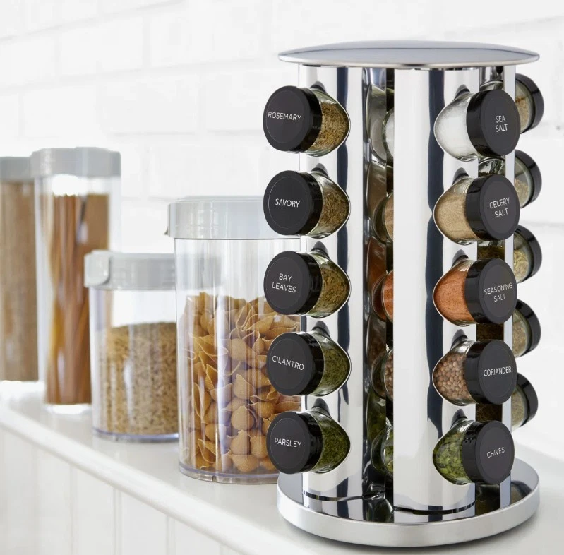 New Kamenstein 20-Jar Revolving Stainless Steel Countertop Spice Rack