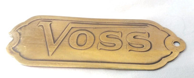 Antique Brass Name Plate Embossed VOSS Artist Oil Painting ID Plaque Voss Art
