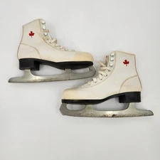 Vintage Sherbrooke Figure Ice Skates Girls Size 3 White Skates White SLM Blades
