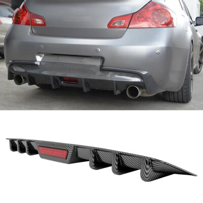Carbon Style Car Rear Diffuser Bumper Lip w/ Tail Light For Infiniti ...