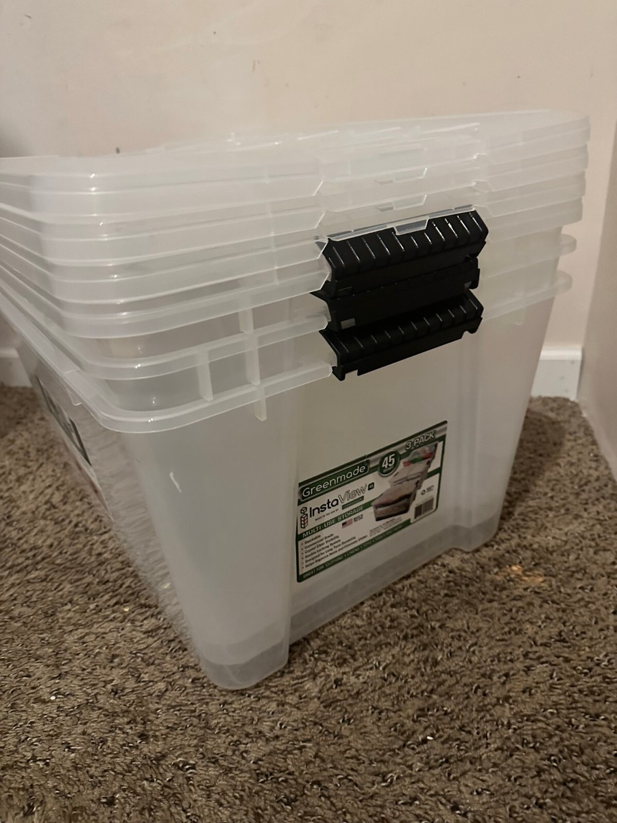 Costco Apple Bin Totes 1X Greenmade Instaview 45-Quart Clear Multi