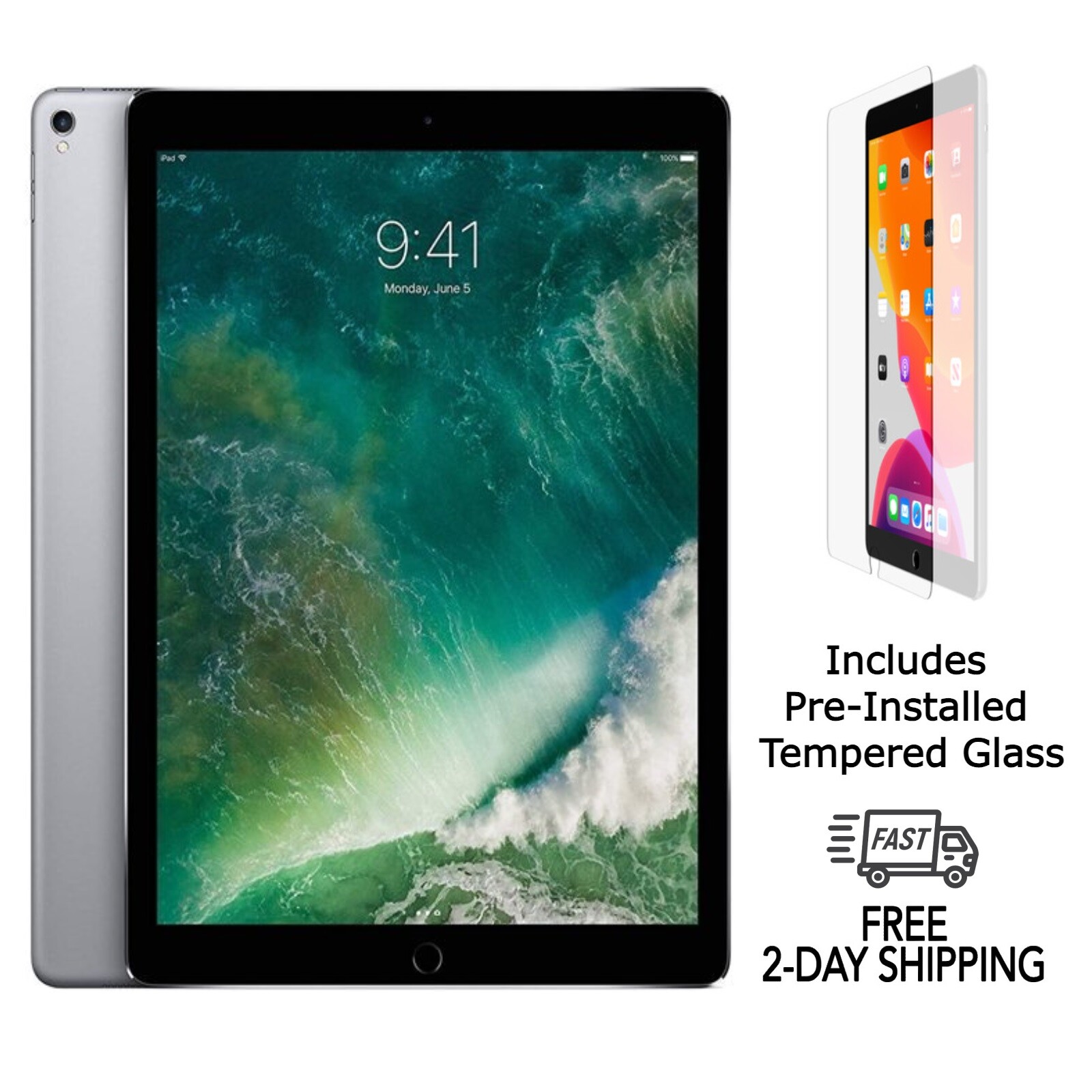 Apple iPad Pro 12.9 1st Gen WiFi + Cellular 128GB Gray with Tempered (Excellent)-image