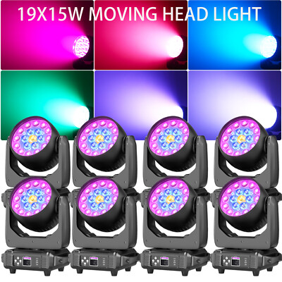 DMX 19x15W RGBW 4-in-1 LED Wash Zoom Moving Head Beam Light DJ Party Stage Light