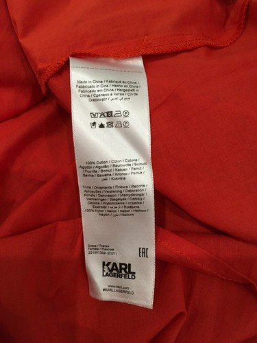 Vestido Karl Lagerfeld Broderie Anglaise Rojo IT40 - Imagen 10 de 11