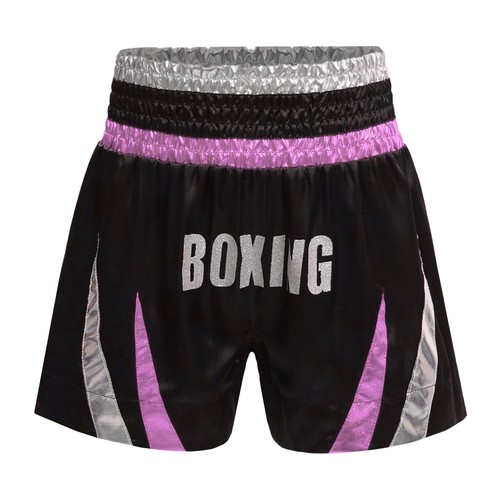 Boy Muay Thai Boxing Shorts Trunks Metallic Side Split Satin Kickboxing Training - Picture 28 of 32