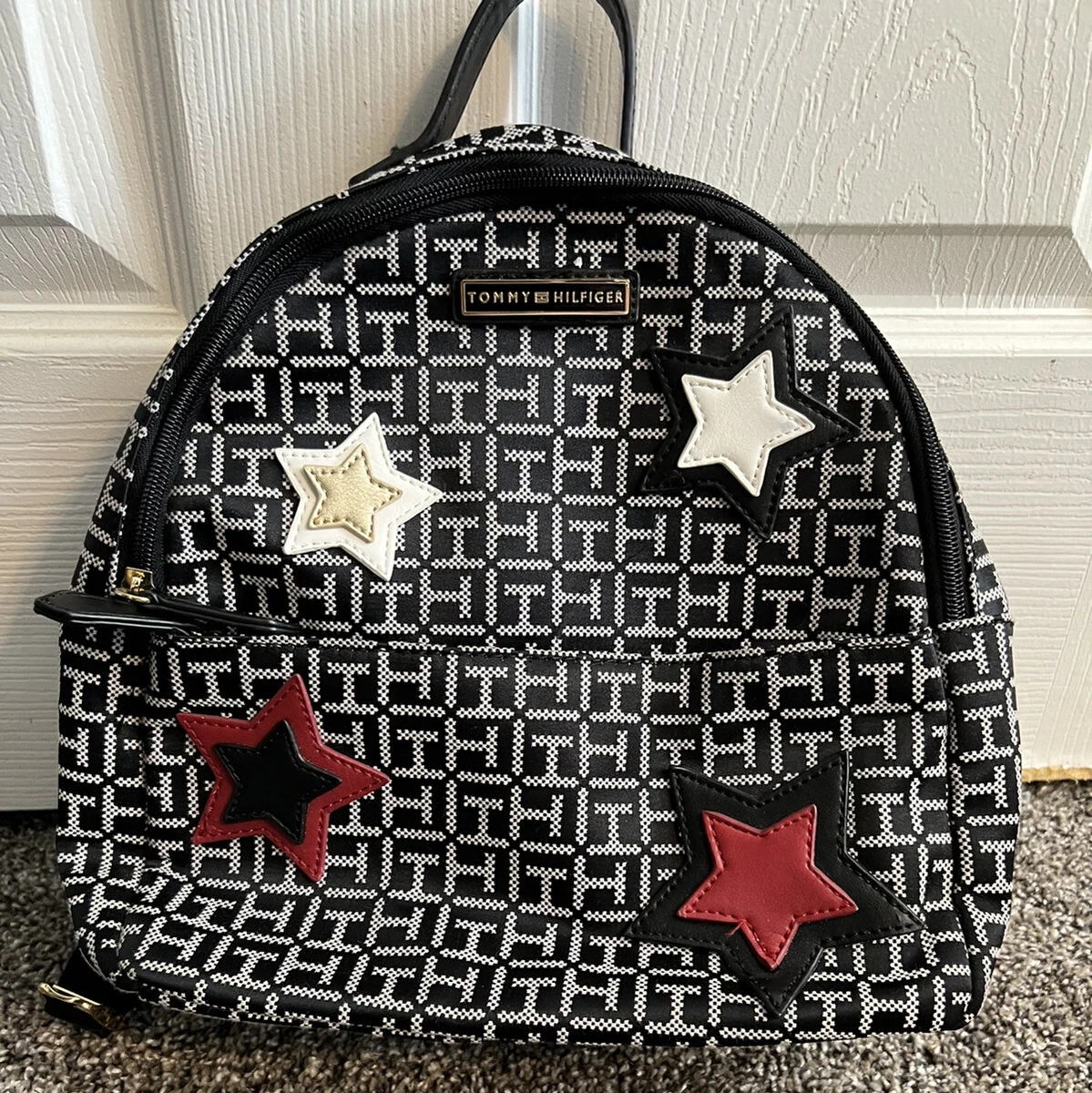 Hilfiger Backpack Purse Red White Blue Stars Zip | eBay