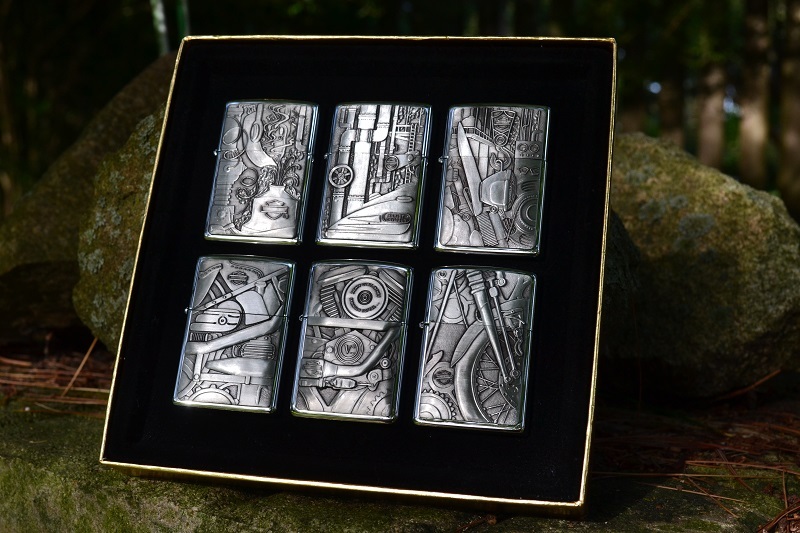 Harley Davidson Pewter Puzzle Zippo Lighter Set - Barrett Harley Davidson Pewter Puzzle Zippo Lighter Set - Barrett