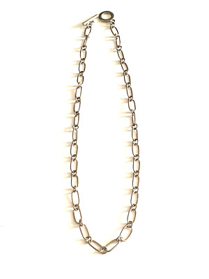 Silver Tone Paper Clip Style Necklace Toggle Clasp 16 Inch