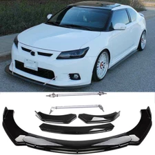 Glossing Black Car Front Bumper Lip Splitte + Strut Rods For Scion TC 2005-2016