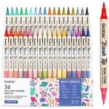 72 Colors Paint Markers, Dual-Color Acrylic Pens with 36 Brush Tips, Double T...