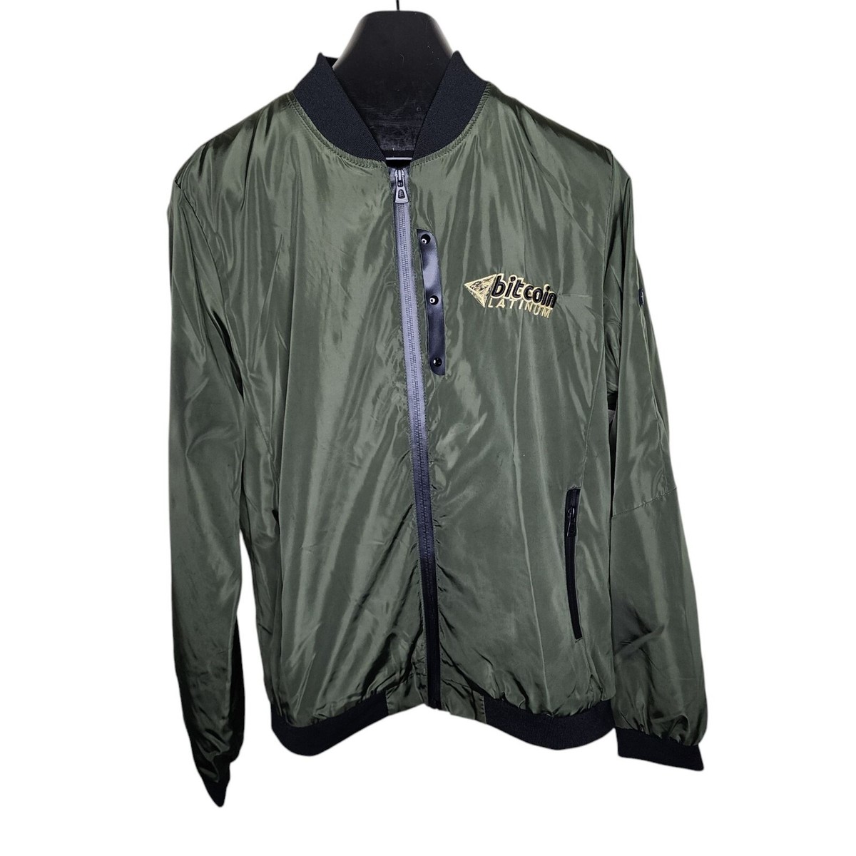 Bitcoin Latinum Bomber Jacket Mens Size L Olive Green Crypto BTC | eBay