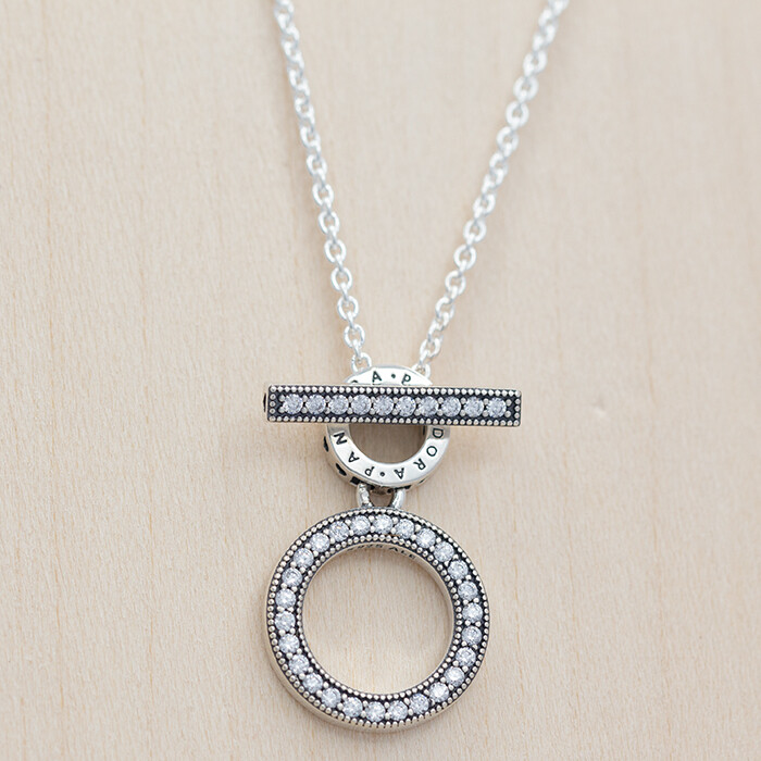 Pandora Double Hoop T Bar Necklace Necklace Sale Clearance UK