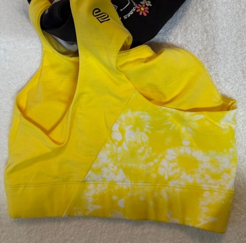 Justice Sports Bras Girls 30 Padded Racer Back Yellow Black NWT - Picture 3 of 6