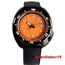 Reloj automático de buceo negro Pvd 44 mm para hombre NH35 esfera naranja zafiro 20BAR fecha